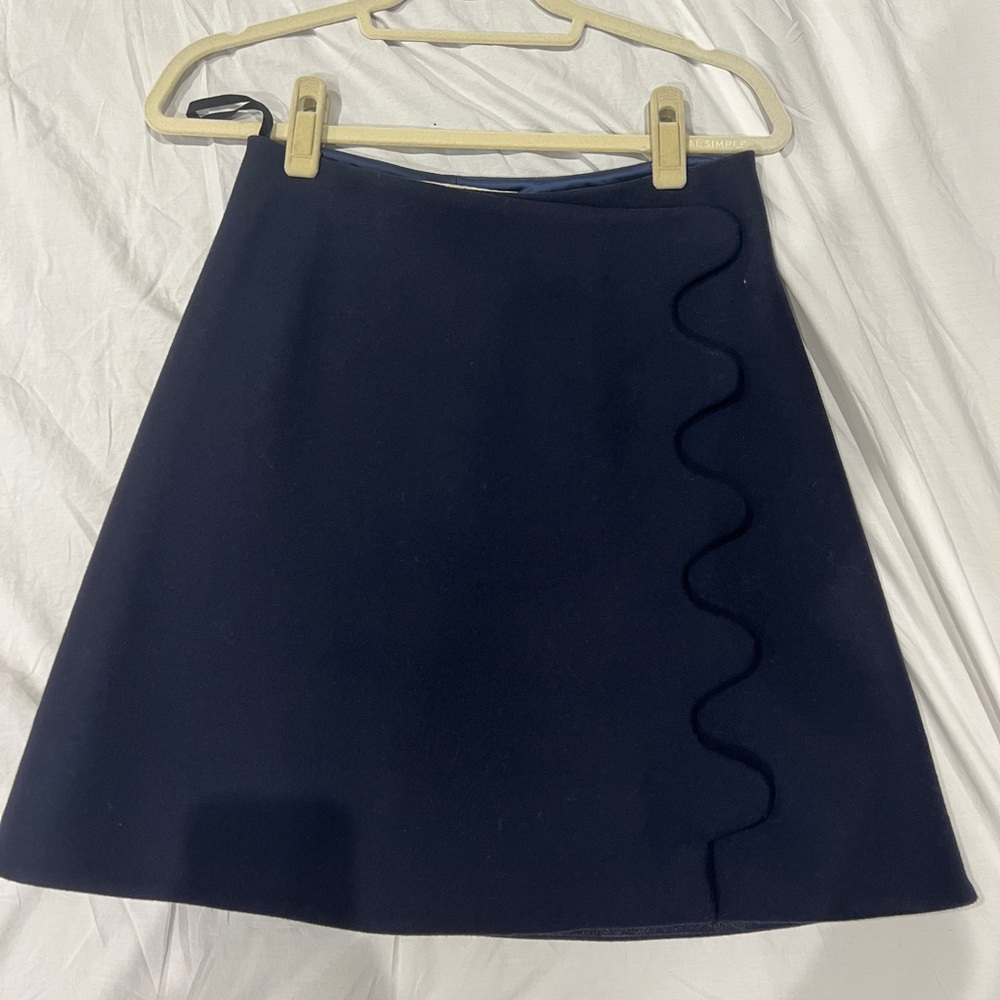 Asymmetrical Blue A-Line Mini Skirt for Work